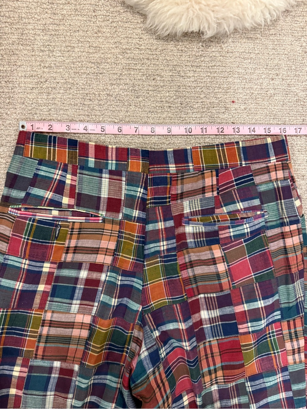 Vintage 1970s Corbin Ltd wedge wood Madras Plaid patchwork go-to-hell golf pants - Picture 9 of 11